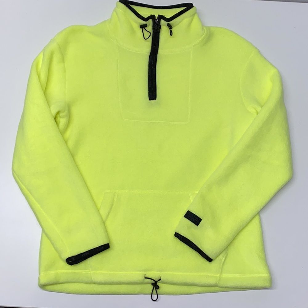 Victoria’s Secret PINK Neon Yellow Fleece Quarter Zip Pullover XS NWT Rare